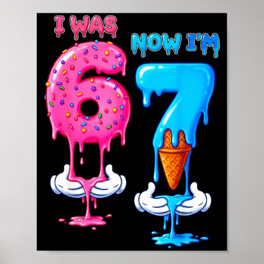 7 Year Old Birthday Was 6 Now I'm 7 Funny 7th Bday Poster (Vorne)