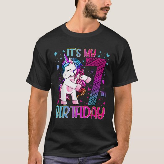 7 Year Old Gifts Unicorn Flossing 7th Birthday Gir T-Shirt (Vorderseite)
