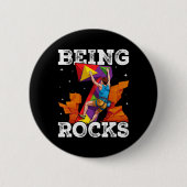 7 Year Old Rock Climbing 7th Birthday Adventures C Button (Vorderseite)