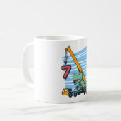 7 years 7th Birthday Mobile Crane Dinosaur Kaffeetasse (Vorderseite Links)