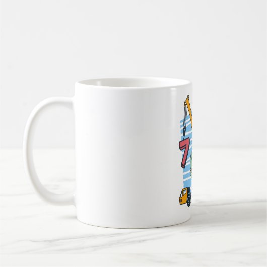 7 years 7th Birthday Mobile Crane Dinosaur Kaffeetasse (Links)