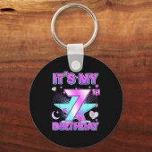 7 Years Old Birthday Kp Kids 7th Birthday Girls K- Schlüsselanhänger (Vorderseite)