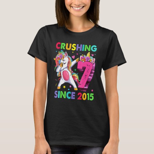 7 Zerkleinerung seit 2015 Dabbing Unicorn 7. Gebur T-Shirt (Vorderseite)