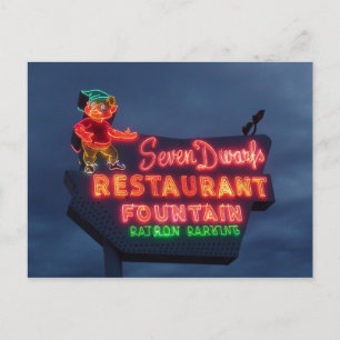 7 Zwerge Restaurant in Wheaton Il. Retro-Neon-Schi Postkarte
