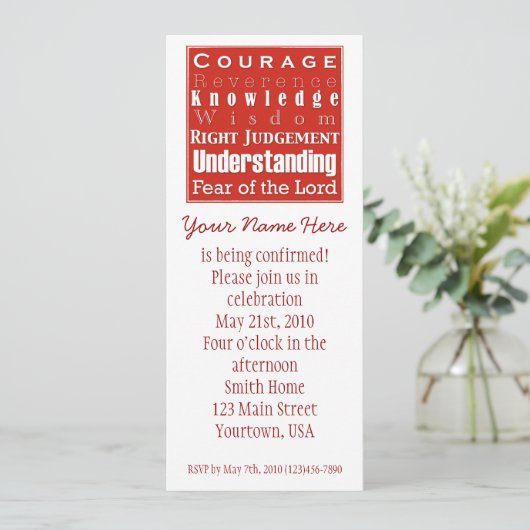 7Geschenke für Ihre Bestätigung Ankündigung Einlad (Stehend Vorderseite)