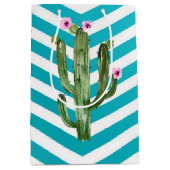 7lx4,5wx10h Medium Geschenktasche Boho Cacti Cactu Mittlere Geschenktüte (Vorderseite)