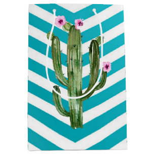 7lx4,5wx10h Medium Geschenktasche Boho Cacti Cactu Mittlere Geschenktüte
