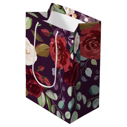 7lx4.5wx10h Medium Geschenktasche Plum Lila Rose G Mittlere Geschenktüte (Vorderseite Schrägansicht)