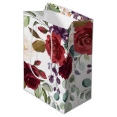 7lx4.5wx10h Mittlere Geschenktasche Weiße Rosen Go Mittlere Geschenktüte (Vorderseite Schrägansicht)