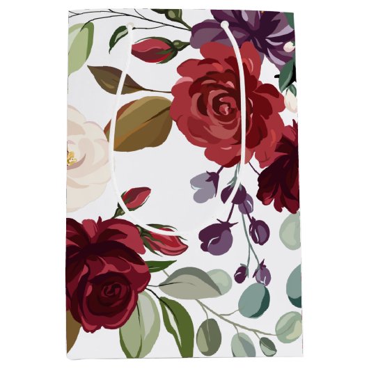 7lx4.5wx10h Mittlere Geschenktasche Weiße Rosen Go Mittlere Geschenktüte (Vorderseite)