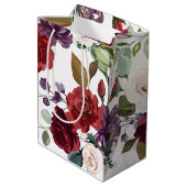 7lx4.5wx10h Mittlere Geschenktasche Weiße Rosen Go Mittlere Geschenktüte (Rückseite Schrägansicht)