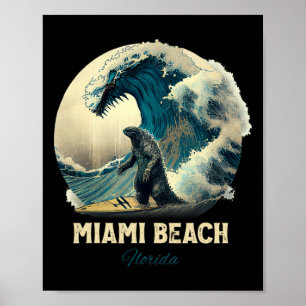 7miami Beach Florida Surfen Surfbrett Poster