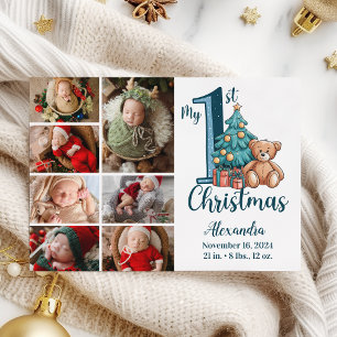 7Photo Blauer Teddy Baby 1. Weihnachten