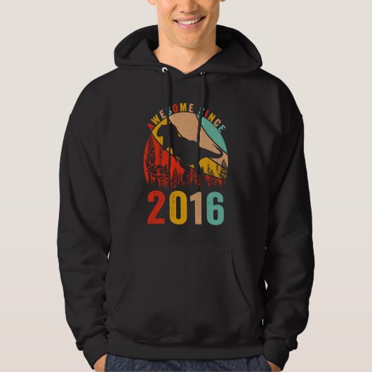7th Bday Dinosaur T Rex Boys Retro Awesome Since 2 Hoodie (Vorderseite)