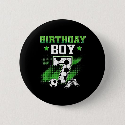 7th Birthday Boy Soccer 7 Year Old Sport 7yr Boys Button (Vorderseite)