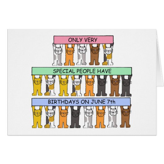 7th Birthday Cartoon Cats (Vorderseite (Horizontal))