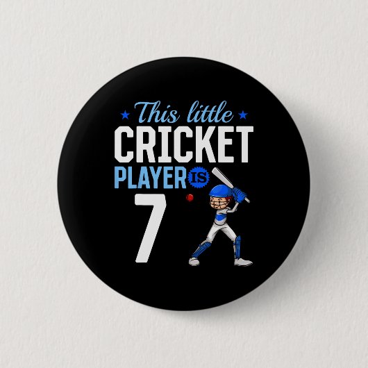 7th Birthday Cricket Player  Button (Vorderseite)