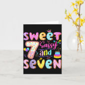 7th Birthday Girl Donut Sweet Sy And Seven Birthda Karte (Gelbe Blume)