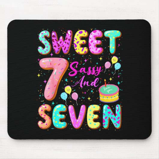 7th Birthday Girl Donut Sweet Sy And Seven Birthda Mousepad (Vorne)
