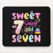 7th Birthday Girl Donut Sweet Sy And Seven Birthda Mousepad (Vorne)