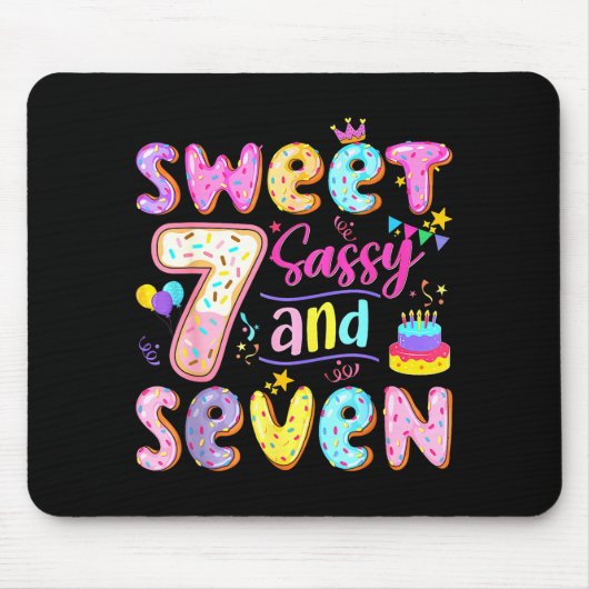 7th Birthday Girl Donut Sweet Sy And Seven Birthda Mousepad (Vorne)