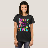 7th Birthday Girl Donut Sweet Sy And Seven Birthda T-Shirt (Vorne ganz)