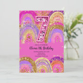 7th Birthday Girls Invitation Einladung (Stehend Vorderseite)