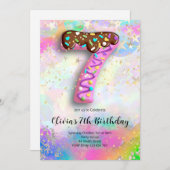 7th Birthday Girls Invitation Einladung (Vorne/Hinten)