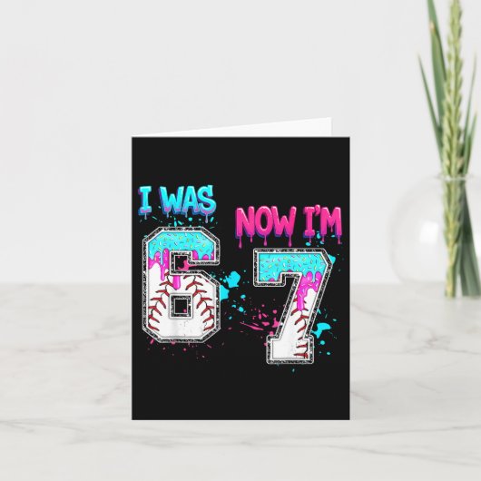 7th Birthday I Was 6 Now I'm 7 Baseball Ice Cream  Karte (Vorderseite)