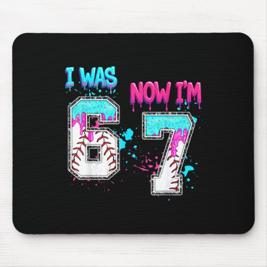 7th Birthday I Was 6 Now I'm 7 Baseball Ice Cream Mousepad (Vorne)
