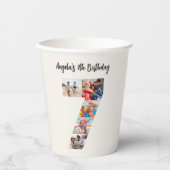 7th Birthday Photo Collage Number 7 Paper Cups Pappbecher (Vorderseite)