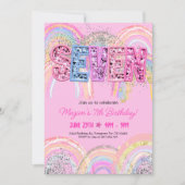 7th Birthday Rainbow Invitation Einladung (Vorderseite)