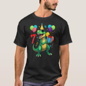 7th Birthday Shirt Boy Dinosaur Happy Bday T-rex P (Vorderseite)