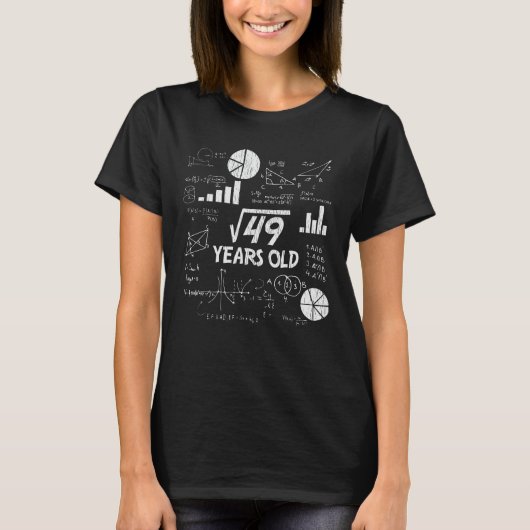 7th Birthday Square Root of 49 - 7 Years Old Bday T-Shirt (Vorderseite)