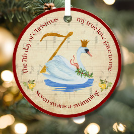 7th Day of Christmas Seven Swans A-Swimming Ornament Aus Metall