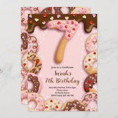 7th Donut Birthday Girls Invitation Einladung (Vorne/Hinten)