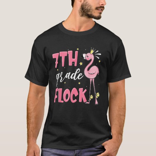 7th Grade Flock Flamingo Back To School Girls T-Shirt (Vorderseite)