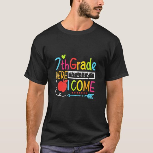 7th Grade Here I Come Happy First Day Of School T-Shirt (Vorderseite)