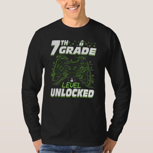 7th Grade Level Unlocked Back To School Video Game T-Shirt (Vorderseite)