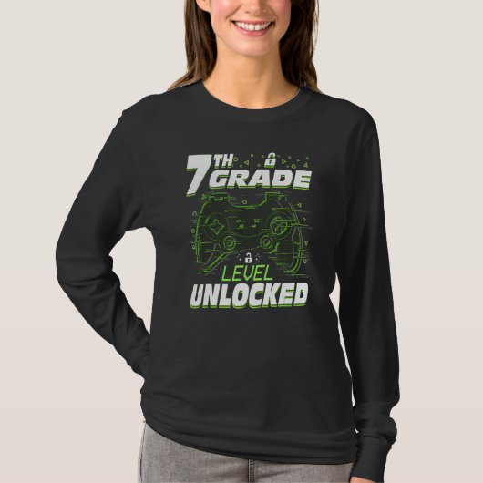 7th Grade Level Unlocked Back To School Video Game T-Shirt (Vorderseite)