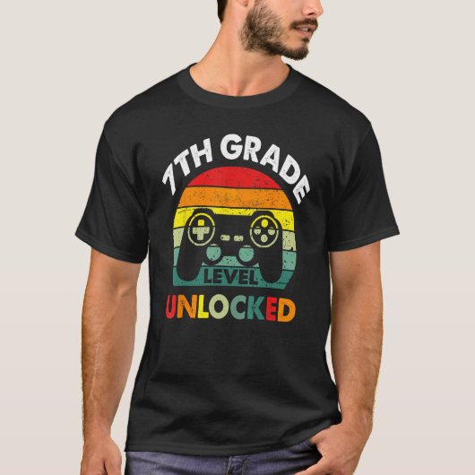 7th Grade Level Unlocked Gamer First Day Of School T-Shirt (Vorderseite)