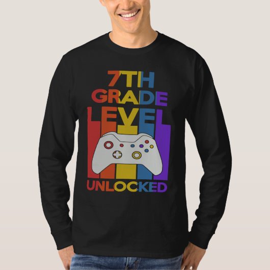 7th Grade Level Unlocked Video Gamer Back to Schoo T-Shirt (Vorderseite)