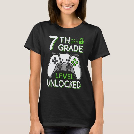 7th Grade Level Unlocked VideoGame Gamer Back to S T-Shirt (Vorderseite)