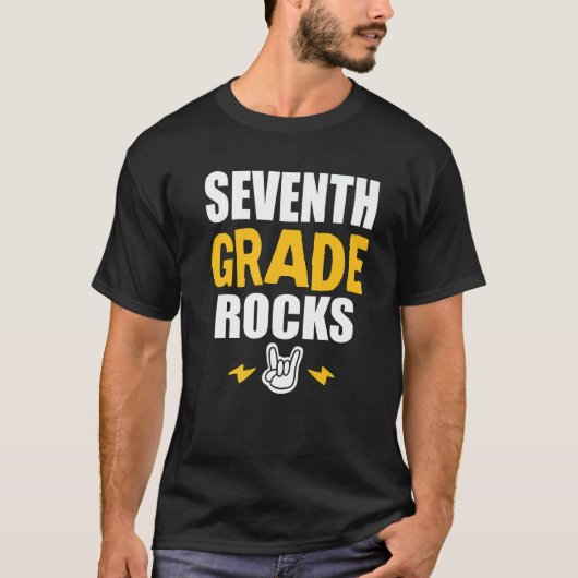 7th Grade Rocks  Back To School Music Teacher Stud T-Shirt (Vorderseite)
