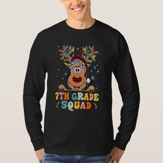 7th Grade Squad Reindeer Teacher Christmas T-Shirt (Vorderseite)