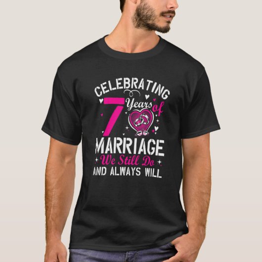 7th Wedding Anniversary Matching Couple Men Women  T-Shirt (Vorderseite)