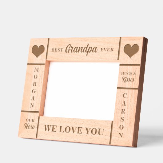 7x5 BEST Opa je Großkinder Namen Geätzte Rahmen (Links)