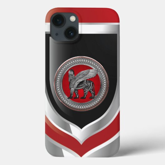 [800] Assyrian Winged Lion: Silver & Black Lamassu Case-Mate iPhone Hülle (Rückseite)