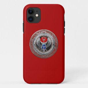 [800] Sacred Silver Egyptian Winged Scarab & Ankh Case-Mate iPhone Hülle
