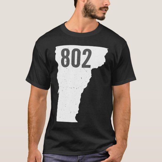 802 Vermont Area Code Pride Staat Kontur T-Shirt (Vorderseite)